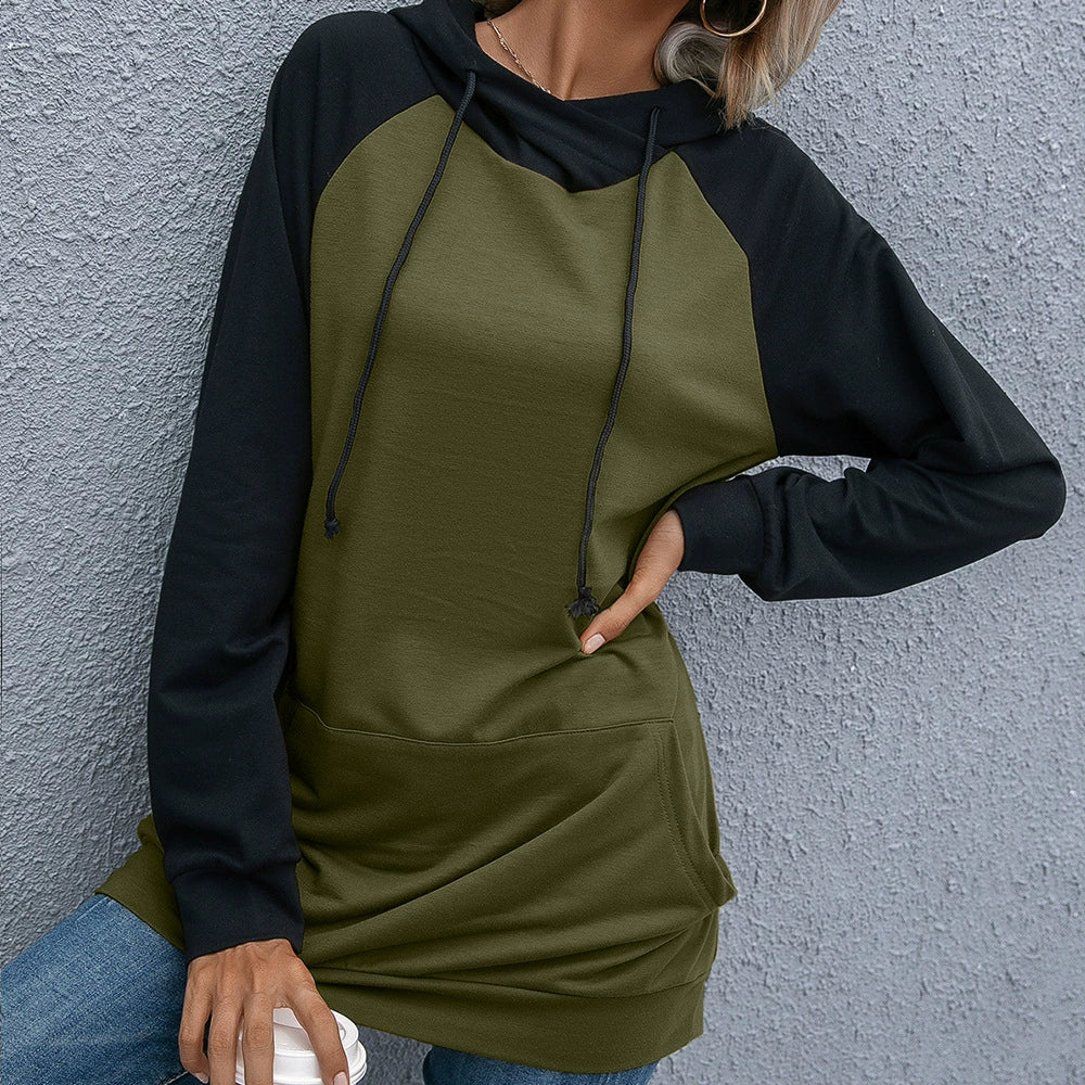 Women’s Hooded Sweatshirt – Relaxed Fit – Soft Knit – Raglan Sleeve – Kangaroo Pocket