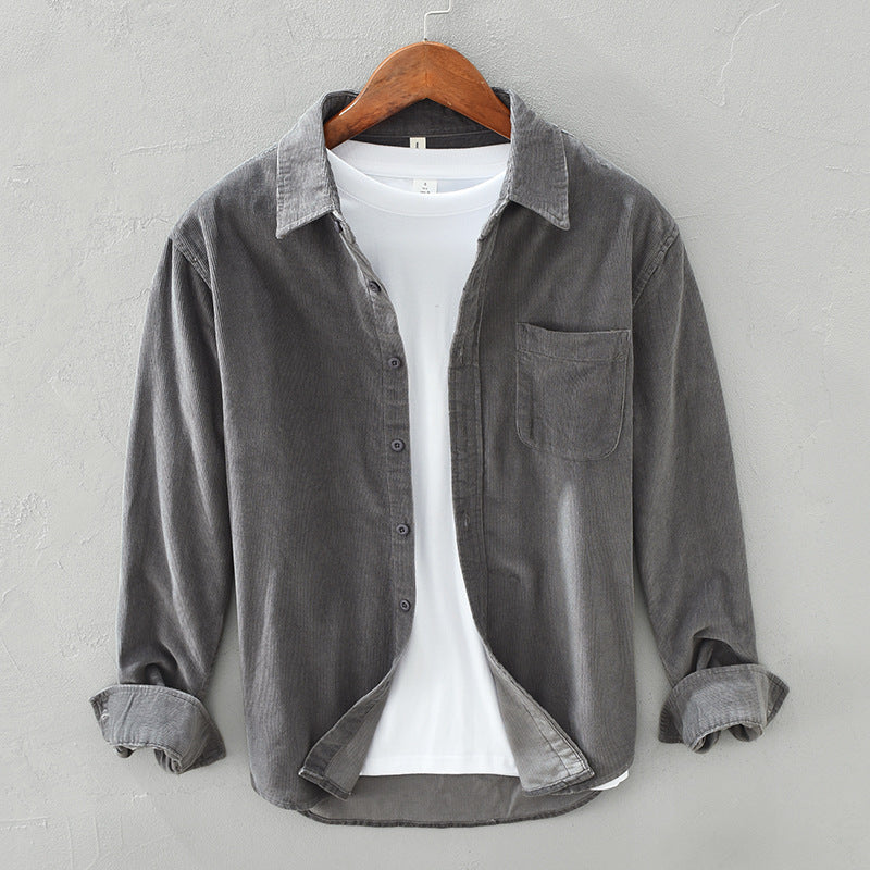 Max Cord Overshirt For Men, Elegant Retro Style, Textured Cord Fabric, Relaxed Fit, Warmth