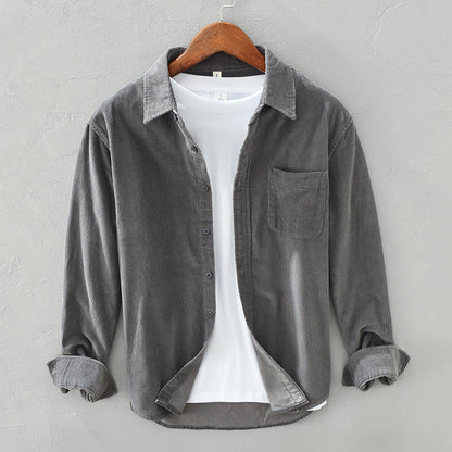 Max Cord Overshirt For Men, Elegant Retro Style, Textured Cord Fabric, Relaxed Fit, Warmth