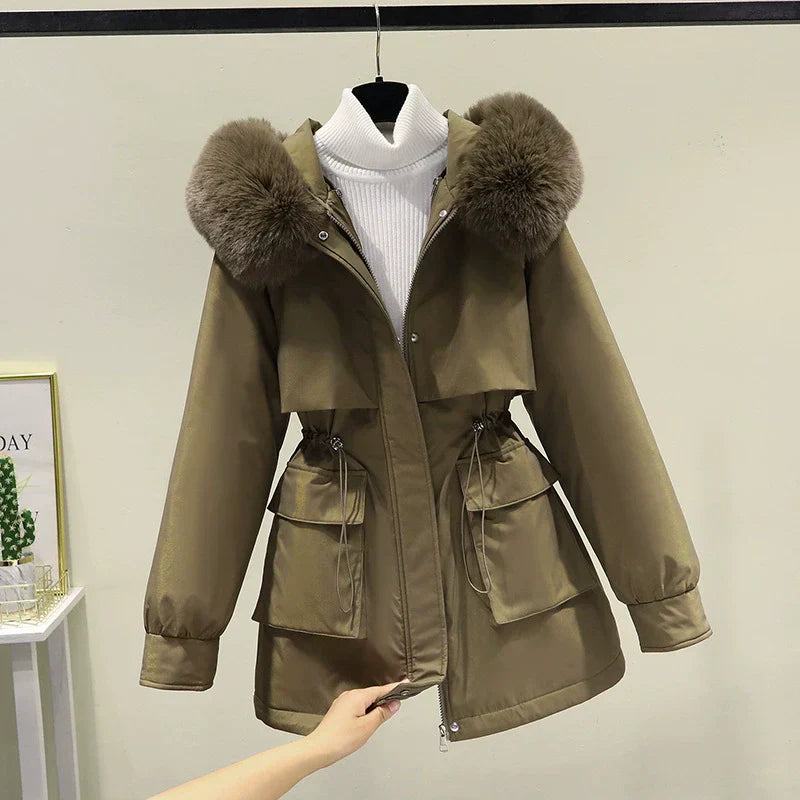 Women’s Parka Jacket – Tailored Fit – Faux Fur Hood – Quilted Lining – Zip Front