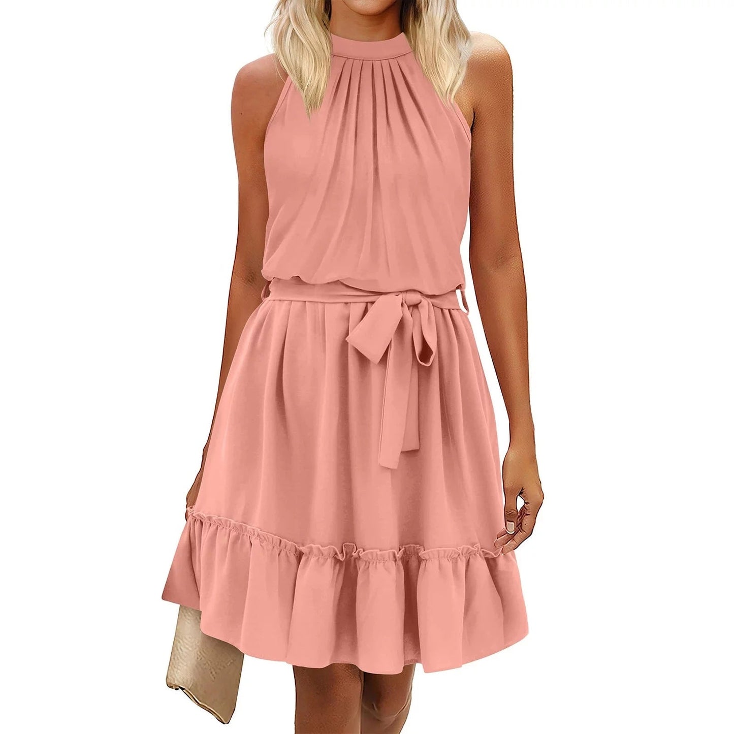 Elegant round-neck dress - Summer style