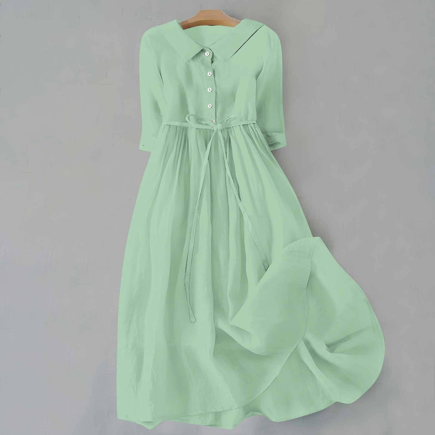 Women's Casual Dress with Short Sleeves and A-Line Cut