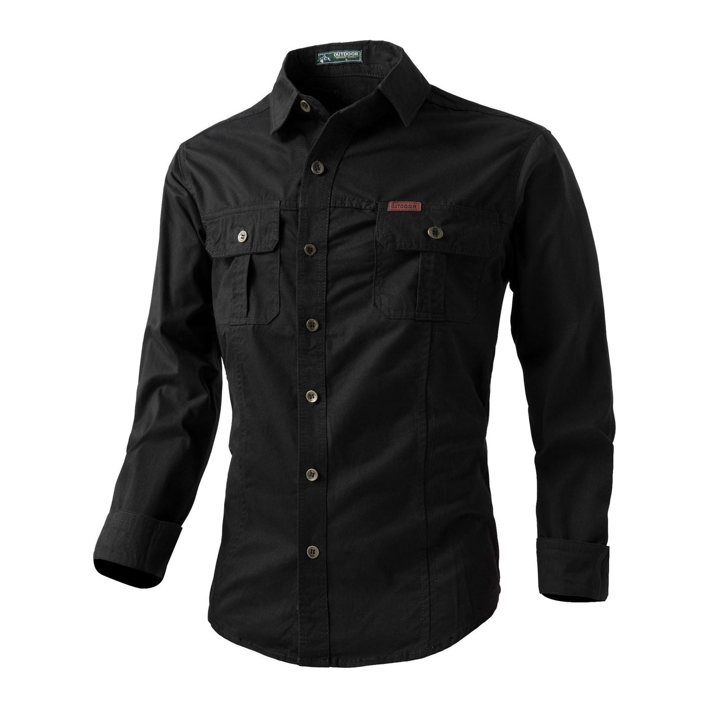 TrendAura Men's Rugged Outdoor Shirt With Long Sleeves Button Closure Classic Collar And Two Chest Pockets