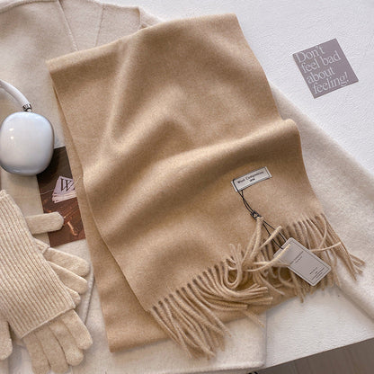 Women's Plain Tassel Scarf with Soft Fabric and Versatile Style