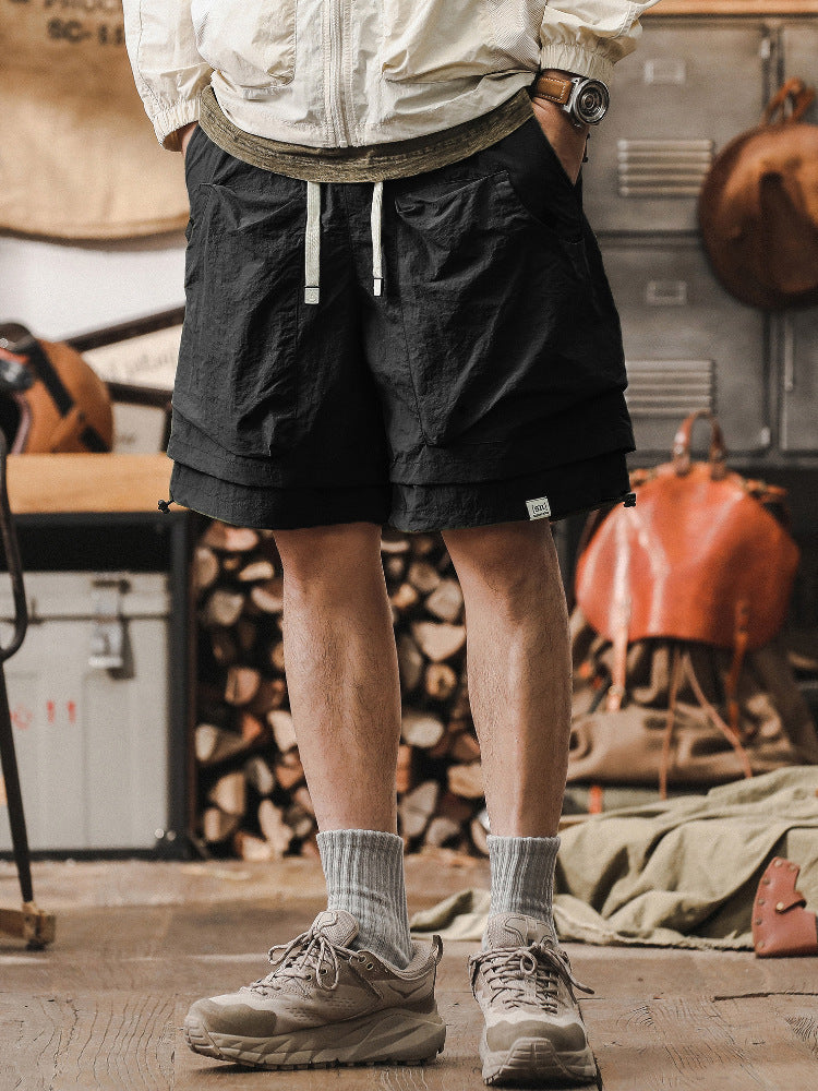 Men's Cargo Shorts Relaxed Fit Quick Dry Mesh Pocket Adjustable Waist For Outdoor Performance