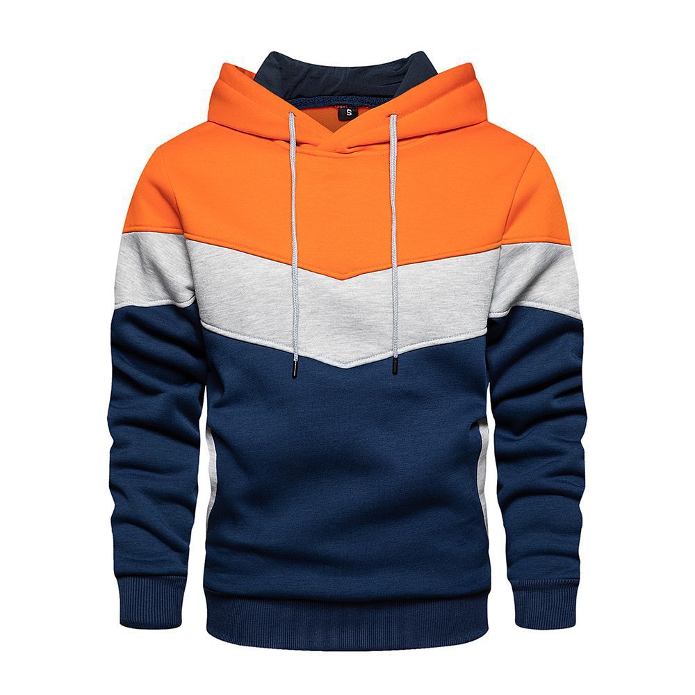 Men's Cotton Blend Colorblock Hooded Sweatshirt With Side Pockets Loose Fit Casual Everyday Wear