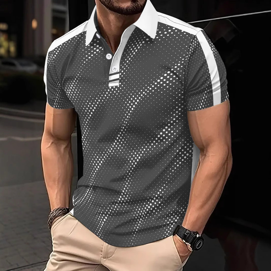 Mens Polo Shirt Slim Fit Breathable Cotton Blend With Graphic Pattern And Sporty Stripes Nordisk Flair
