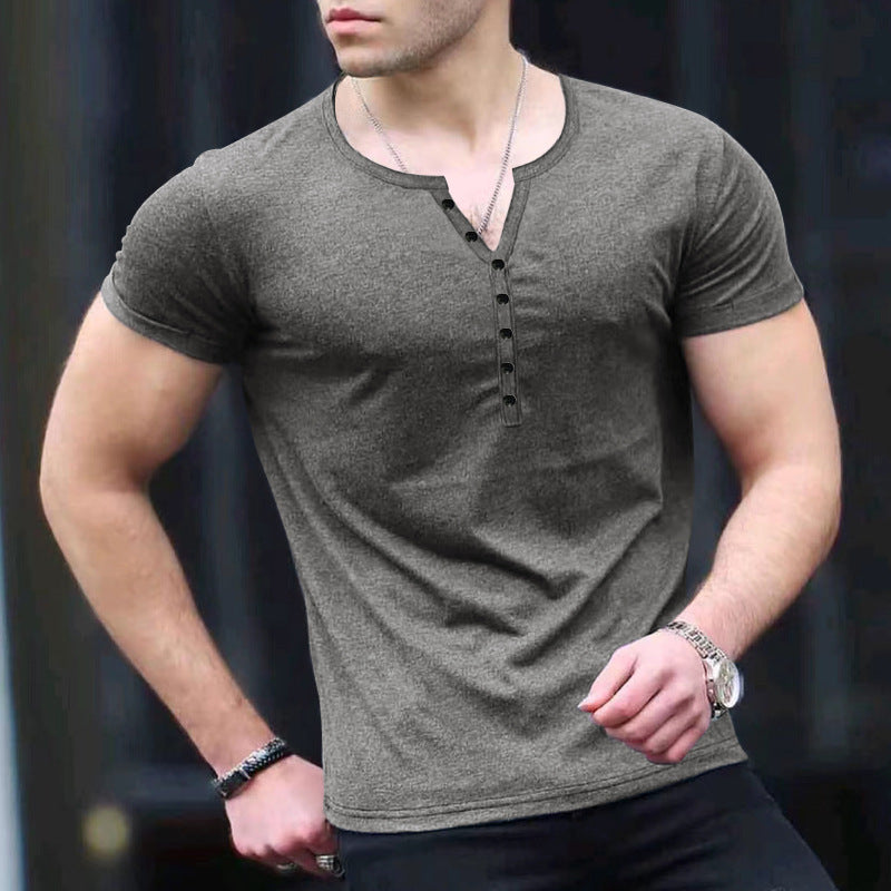 TrendAura Men's Slim Fit Henley T Shirt Soft Knit Short Sleeve Casual Everyday Style
