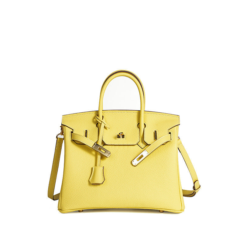 TrendAura Jessica Structured Leather Handbag - Timeless Elegance With Flap Closure And Detachable Strap