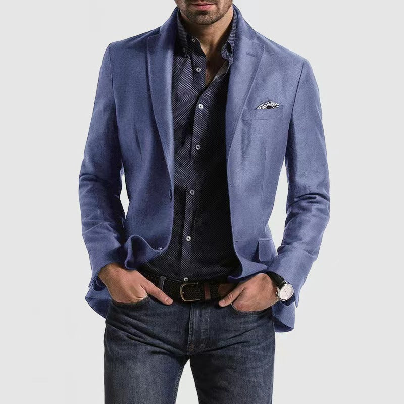Men's Blazer Slim Fit Wool Blend Single Breasted Classic Notch Lapel Jacket For Smart Casual And Formal Wear