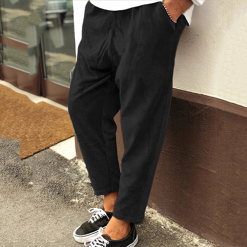 Edward Mens Casual Corduroy Trousers By TrendAura Relaxed Fit All Day Comfort For Everyday Wear