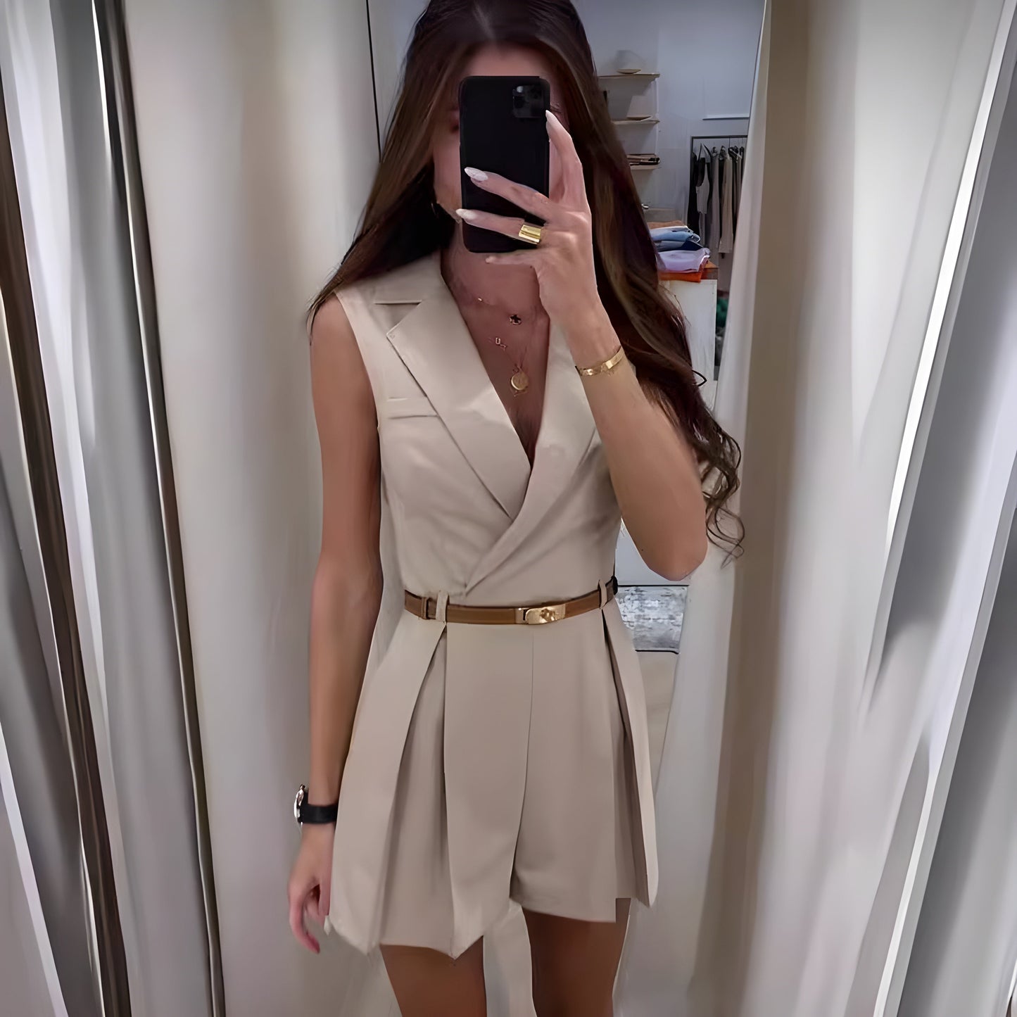 Mina Sleeveless Jumpsuit With VNeck For Women Wedding Guest Elegant Comfort For Summer Events