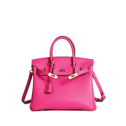 TrendAura Jessica Structured Leather Handbag - Timeless Elegance With Flap Closure And Detachable Strap