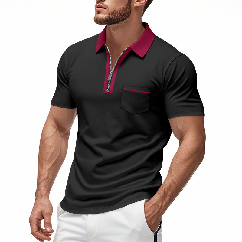 Nordic Flair Men's Polo Shirt Slim Fit Breathable Cotton Blend With Zipper Closure And Chest Pocket