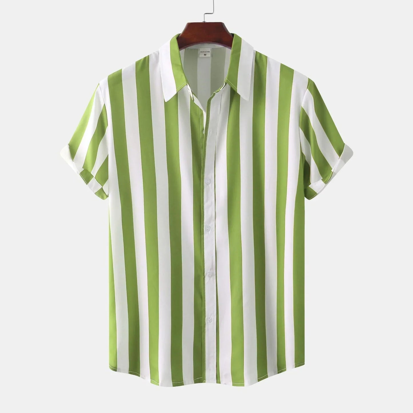 Short Sleeve Button-Down Shirt For Men | Vertical Stripes