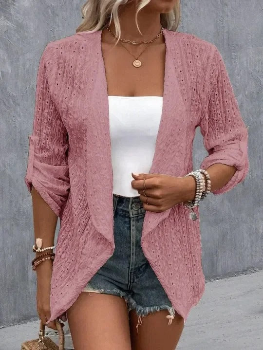 Women's Cardigan – Crocheted Knit – Open Front – Relaxed Fit – Boho Layering