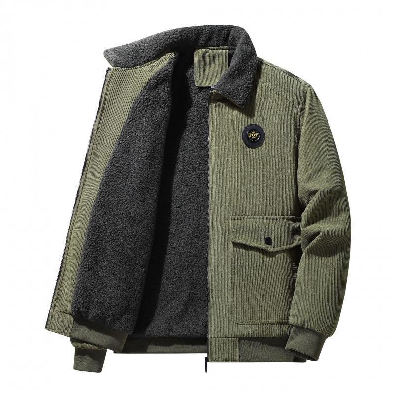 Mens Corduroy Jacket With Wool Lining Loose Fit Button Front Flap Pockets Nordisk Flair By TrendAura