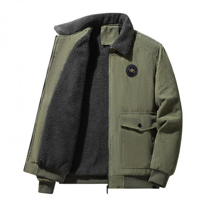Mens Corduroy Jacket With Wool Lining Loose Fit Button Front Flap Pockets Nordisk Flair By TrendAura
