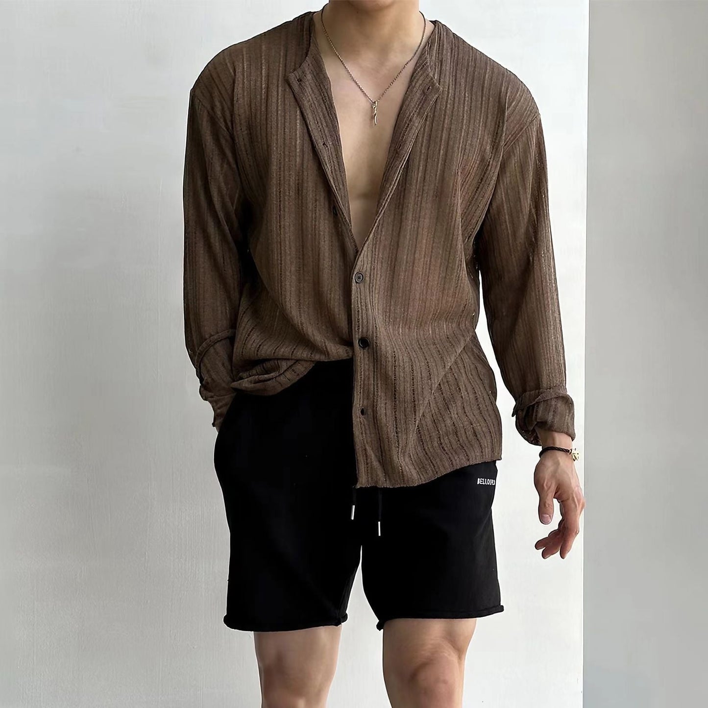 Men's Knitted Cardigan With V Neck Relaxed Fit Button Closure Long Sleeves Comfortable Everyday Wear