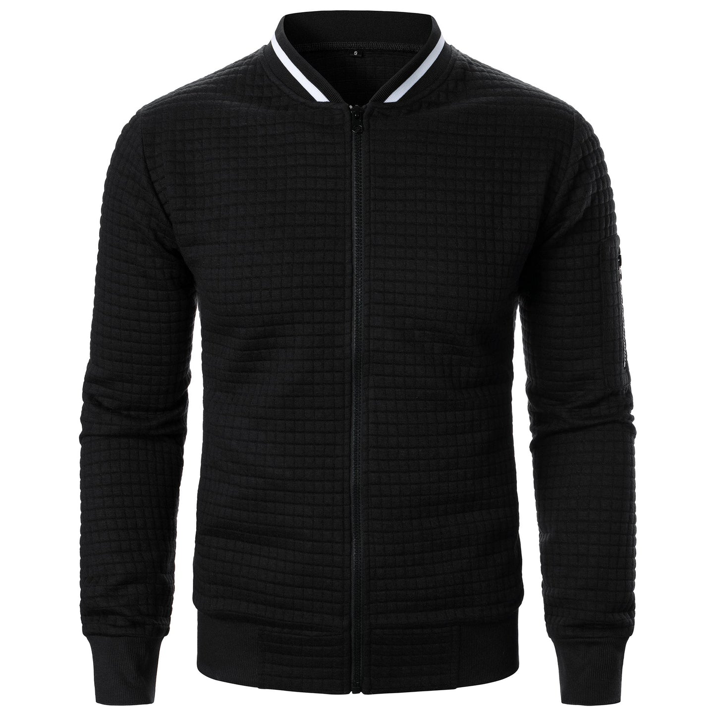 TrendAura Men's Quilted Bomber Jacket With Zipper Closure Ribbed Collar And Cuffs Regular Fit