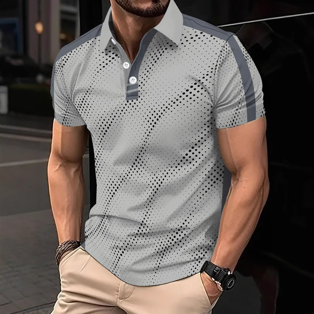 Mens Polo Shirt Slim Fit Breathable Cotton Blend With Graphic Pattern And Sporty Stripes Nordisk Flair
