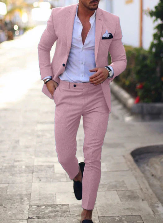 Men's Lightweight Formal Two Piece Suit With Refined Tailoring For Summer Professionals