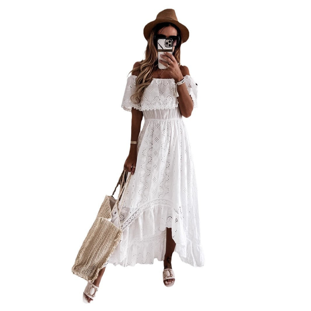 Dress for Women – Off-Shoulder – Lace – Fitted Waist – Long and Airy Style