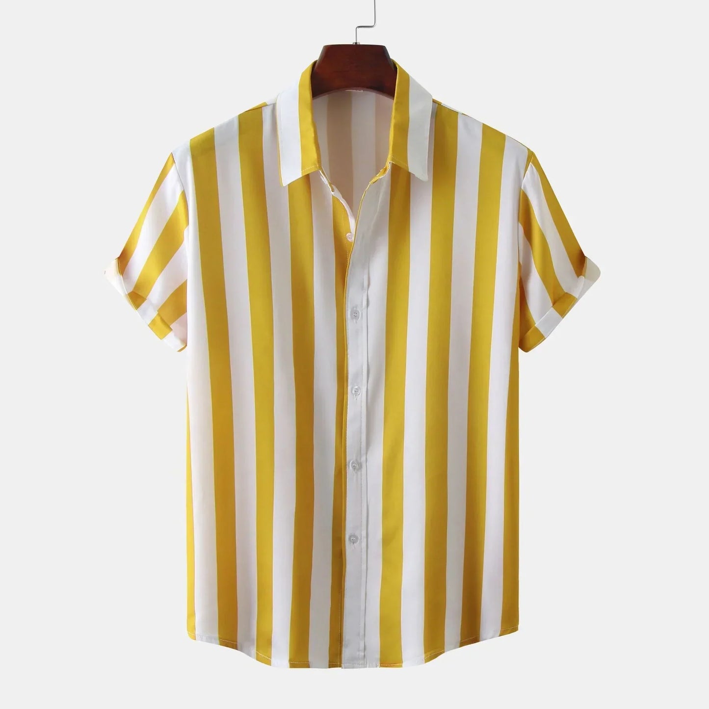 Short Sleeve Button-Down Shirt For Men | Vertical Stripes