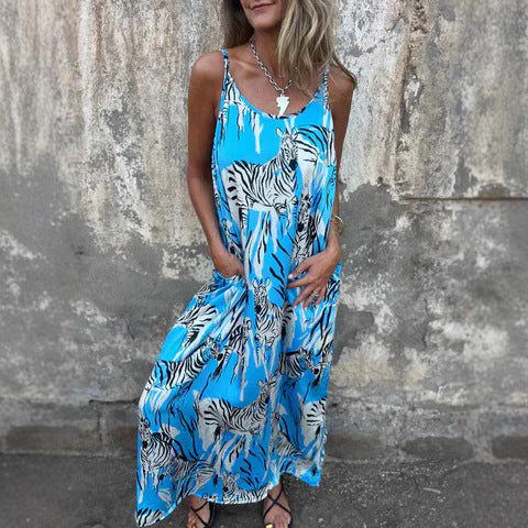 Women’s Maxi Dress – Relaxed Fit – Adjustable Straps – Breathable Cotton – Pockets