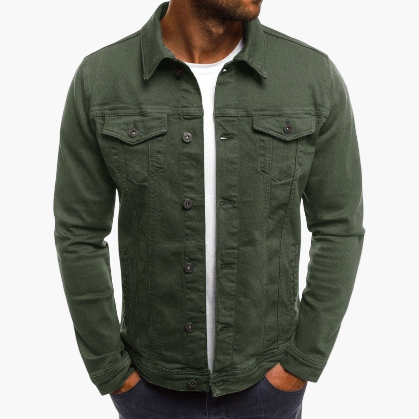 Mens Denim Jacket Modern Slim Fit Versatile Workwear Style For Everyday Casual Office Wear