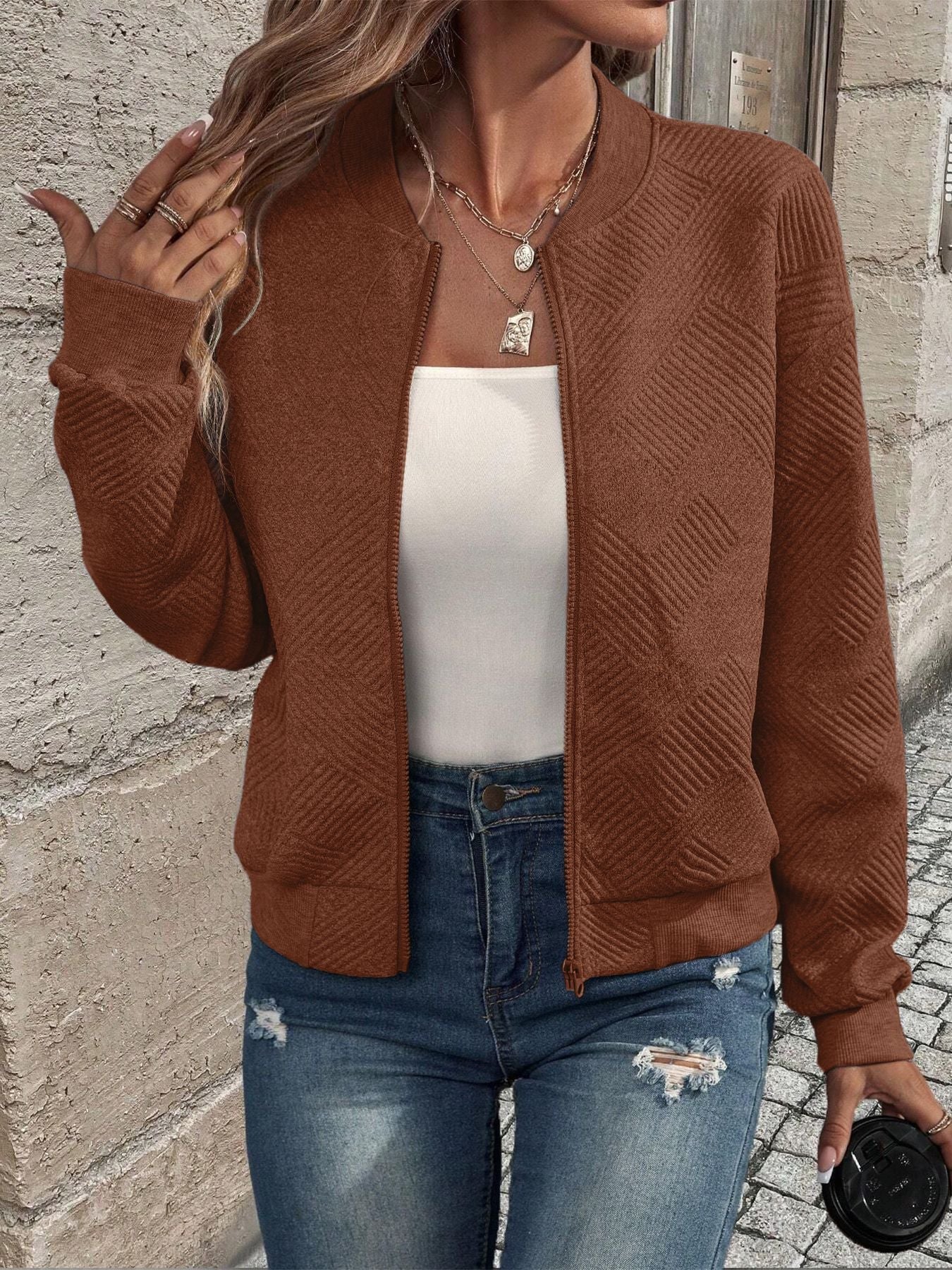 Emma | Women’s Winter Casual Zipper Long Sleeve Cardigan