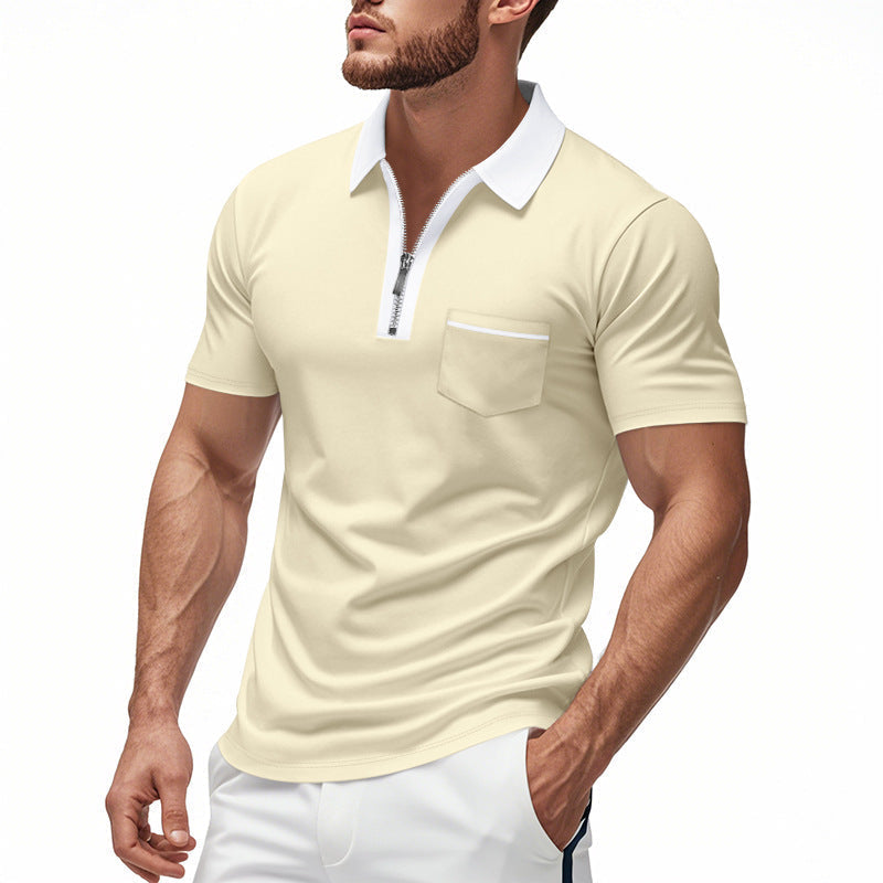 Nordic Flair Men's Polo Shirt Slim Fit Breathable Cotton Blend With Zipper Closure And Chest Pocket