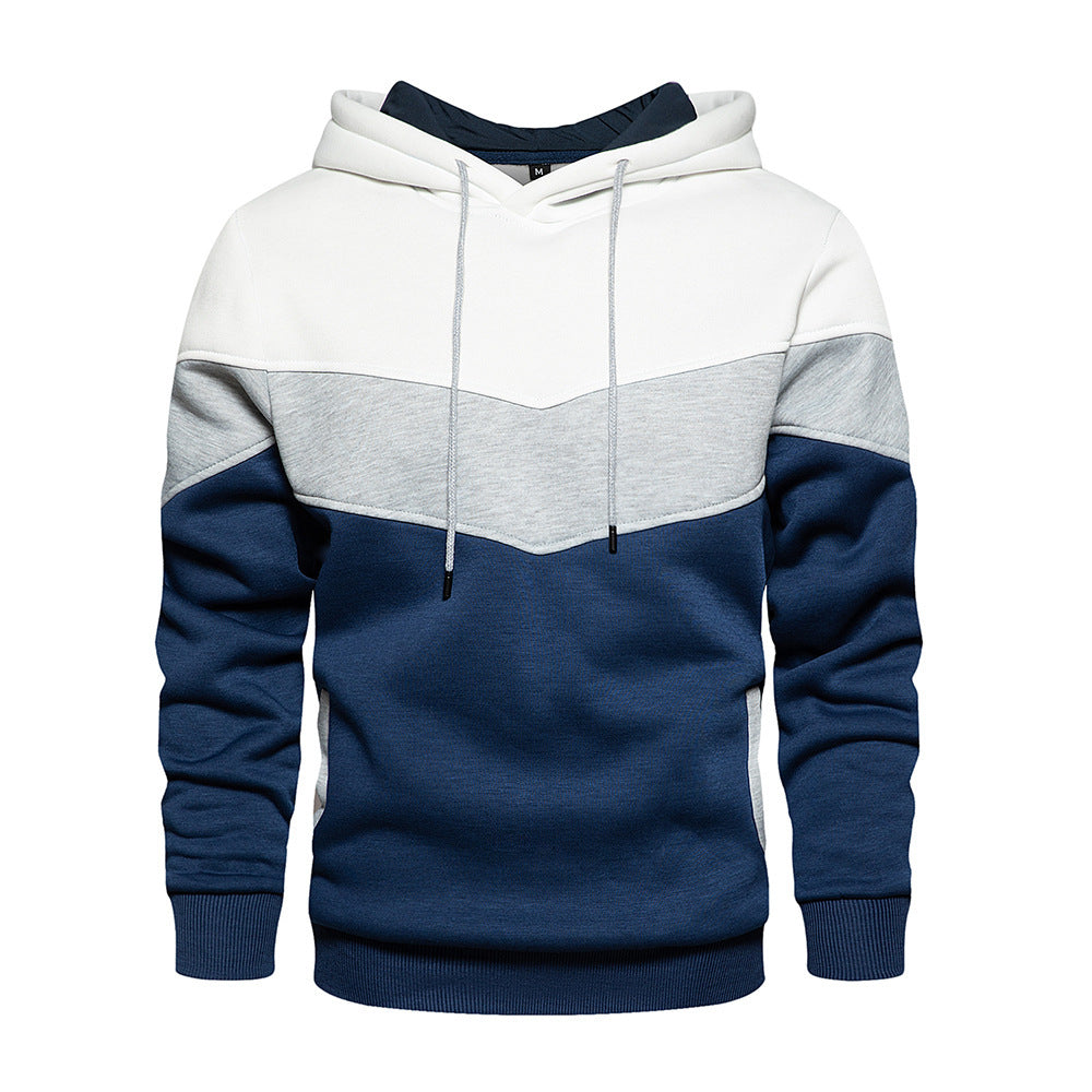 Men's Cotton Blend Colorblock Hooded Sweatshirt With Side Pockets Loose Fit Casual Everyday Wear