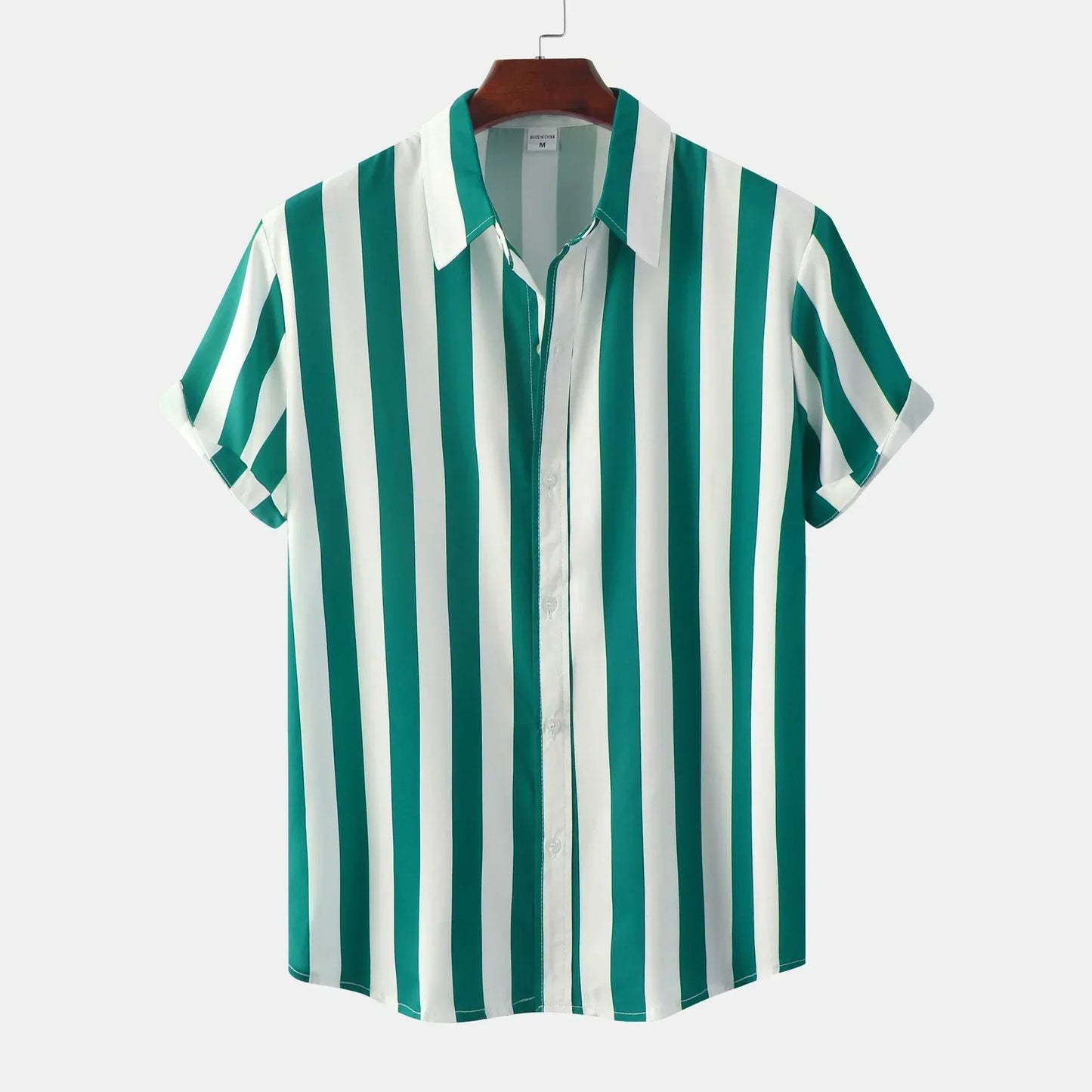 Short Sleeve Button-Down Shirt For Men | Vertical Stripes