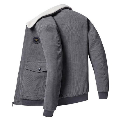 Mens Corduroy Jacket With Wool Lining Loose Fit Button Front Flap Pockets Nordisk Flair By TrendAura