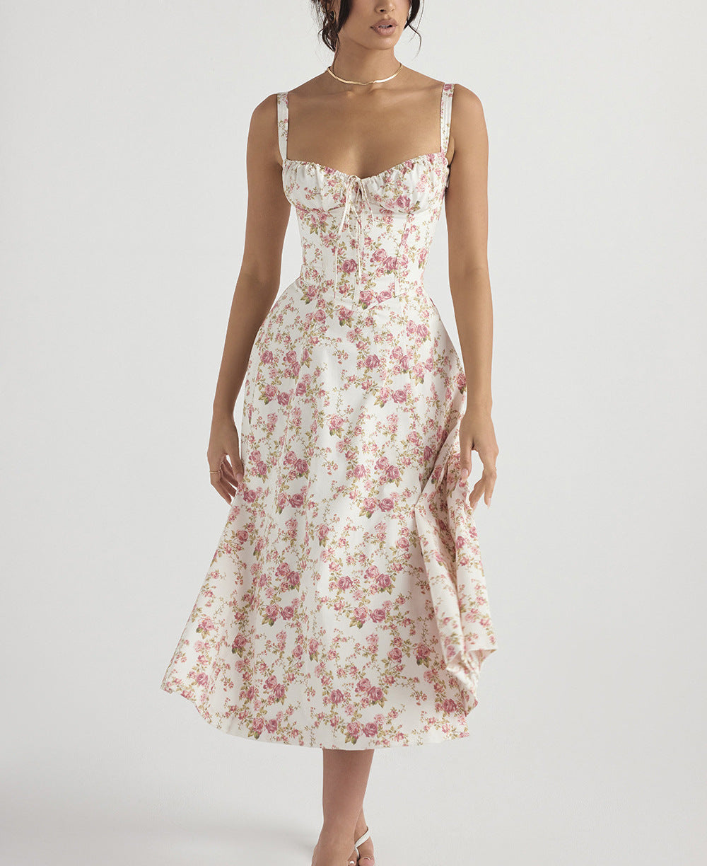 Women's Midi Dress – Sleeveless – Wrap Effect – High Slit – Floral Print – Lightweight