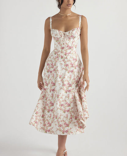 Women's Midi Dress – Sleeveless – Wrap Effect – High Slit – Floral Print – Lightweight