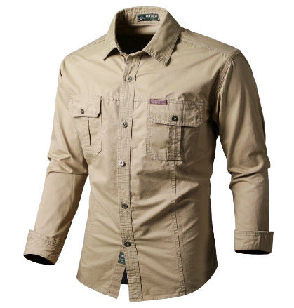 TrendAura Men's Rugged Outdoor Shirt With Long Sleeves Button Closure Classic Collar And Two Chest Pockets