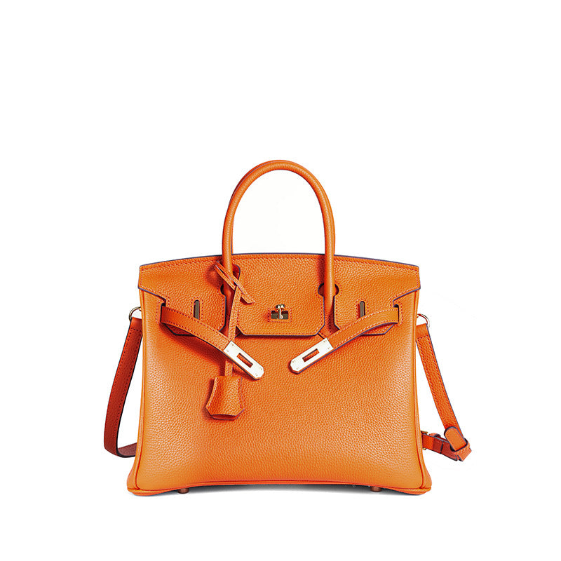 TrendAura Jessica Structured Leather Handbag - Timeless Elegance With Flap Closure And Detachable Strap
