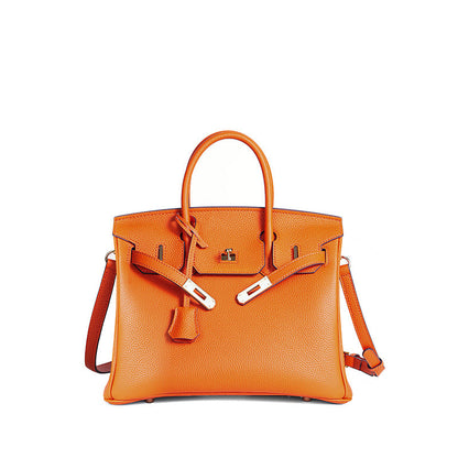 TrendAura Jessica Structured Leather Handbag - Timeless Elegance With Flap Closure And Detachable Strap