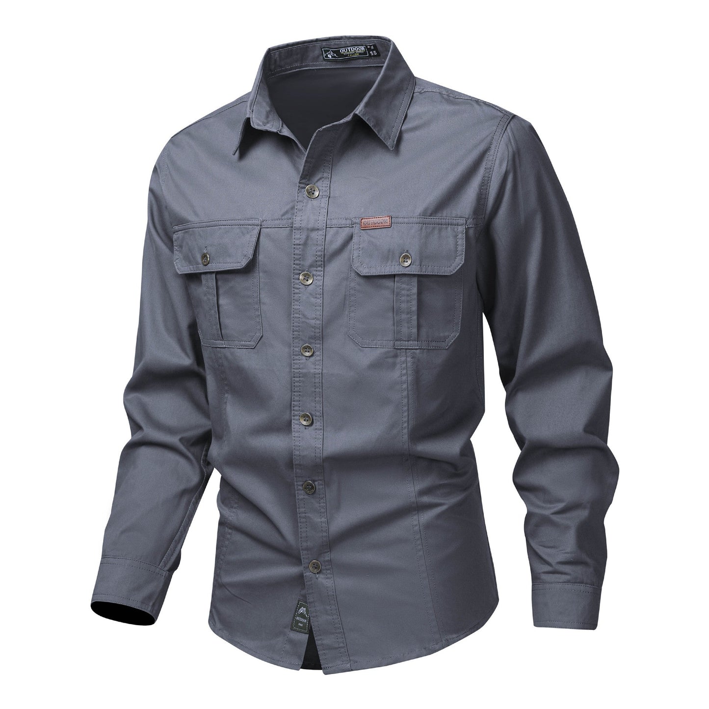 TrendAura Men's Rugged Outdoor Shirt With Long Sleeves Button Closure Classic Collar And Two Chest Pockets