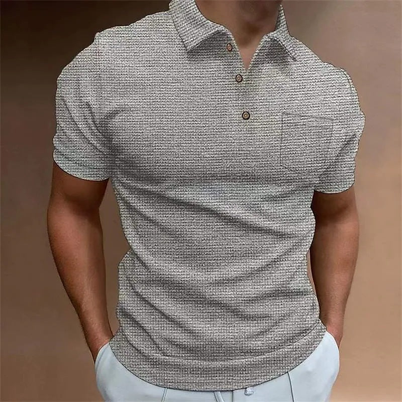 Nordisk Flair Men’s Polo Shirt Slim Fit Pique Knit Chest Pocket Short Sleeve Everyday Style