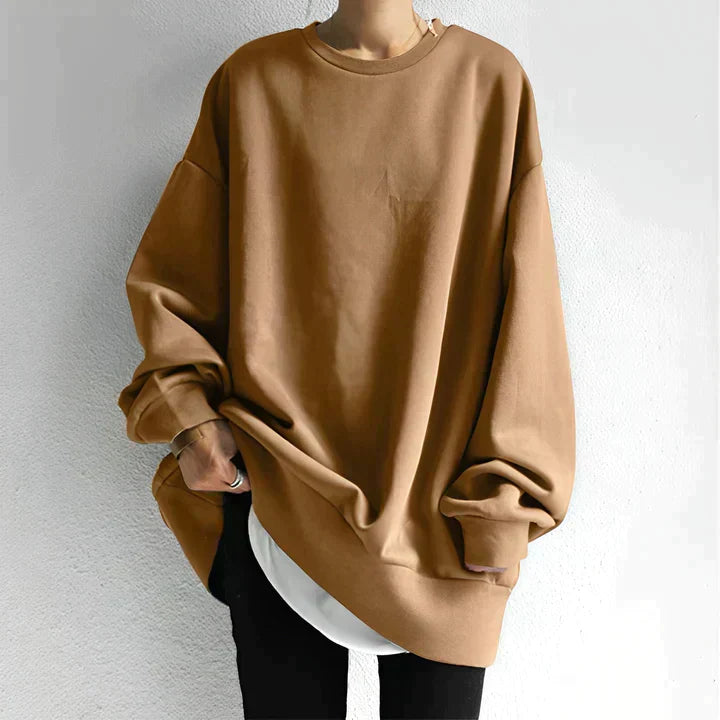 Women’s Pullover Sweater – Oversized Fit – Knit Fabric – Long Sleeve Casual Style