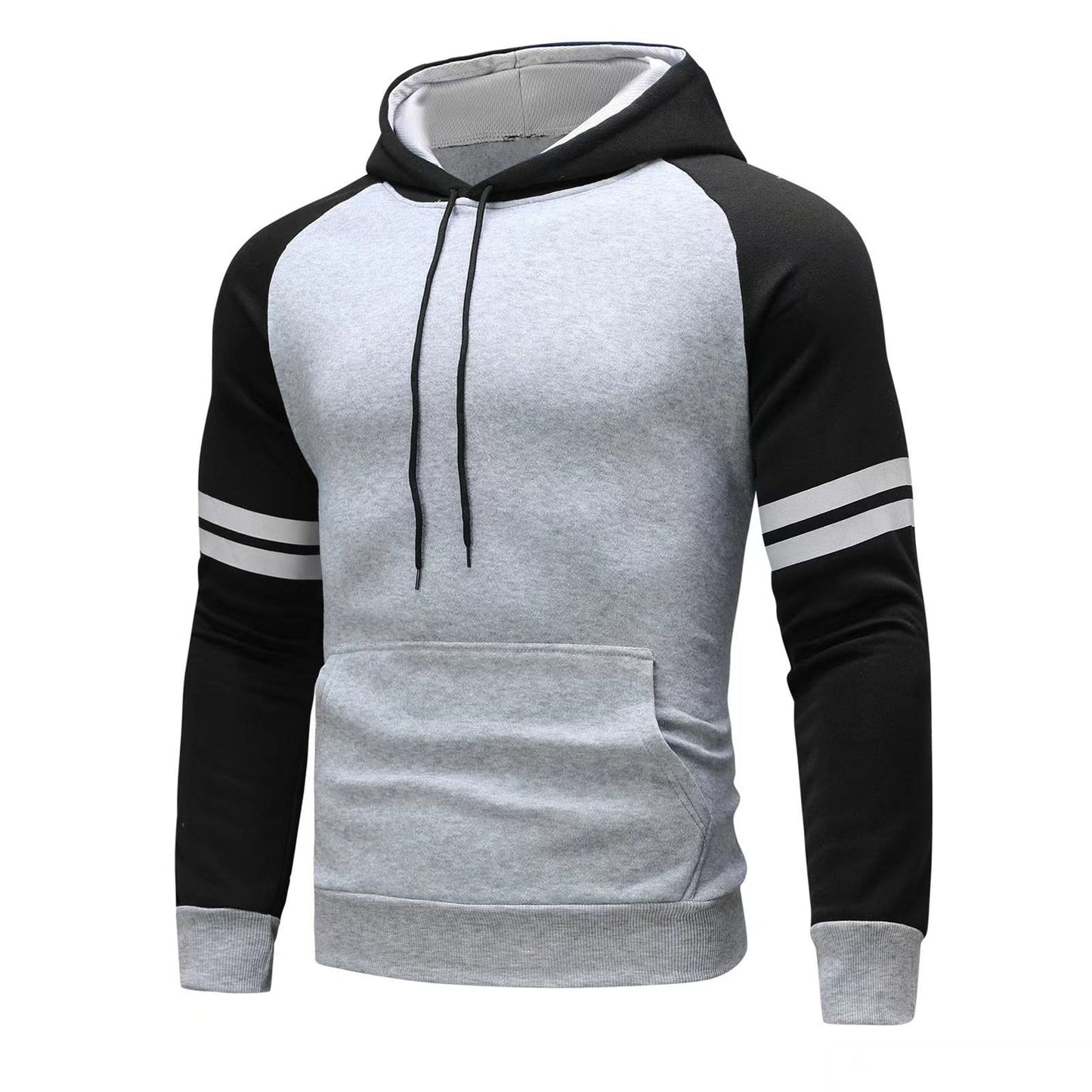 Mens Hooded Sweatshirt Pullover Raglan Sleeve Regular Fit Cotton Blend Athleisure