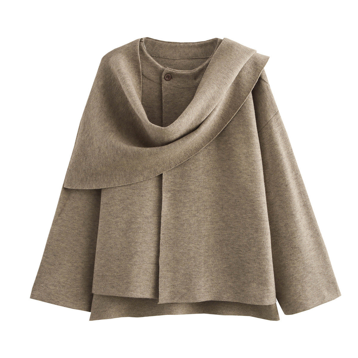 Women’s Cape Coat – Wool Blend – Oversized Fit – Draped Cowl Neck – Open Front