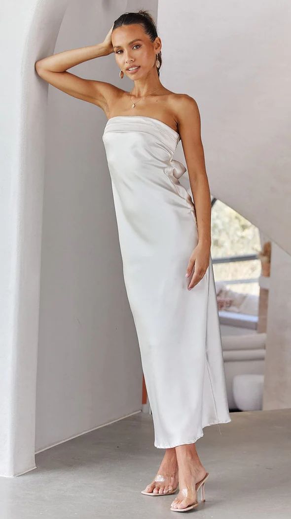 Women's Maxi Dress – Satin – Strapless – Slim Fit – Evening Wear Elegant Style