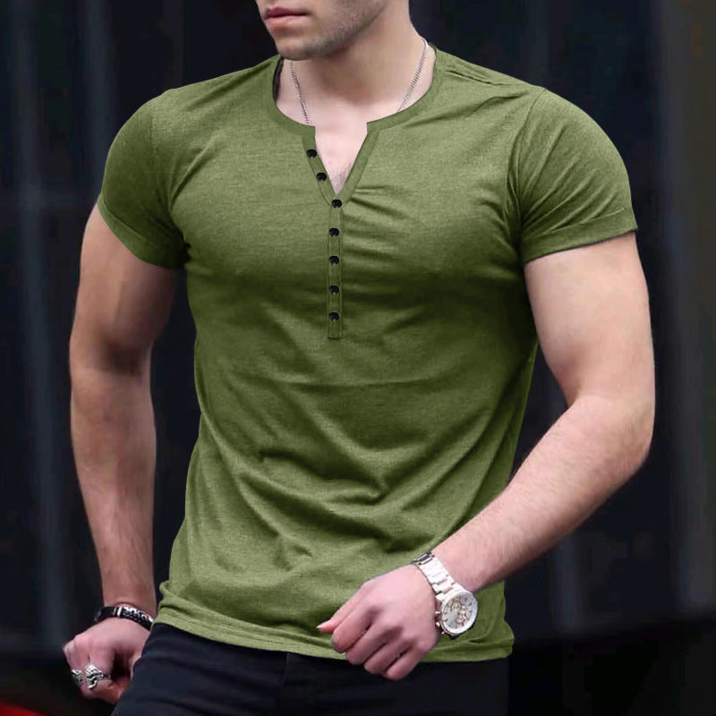 TrendAura Men's Slim Fit Henley T Shirt Soft Knit Short Sleeve Casual Everyday Style