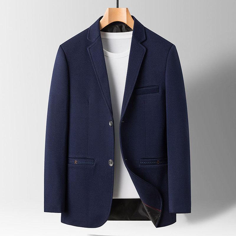 Men's Woven Blend Blazer With Tailored Fit Notched Lapel Hip Length TrendAura Fall Collection