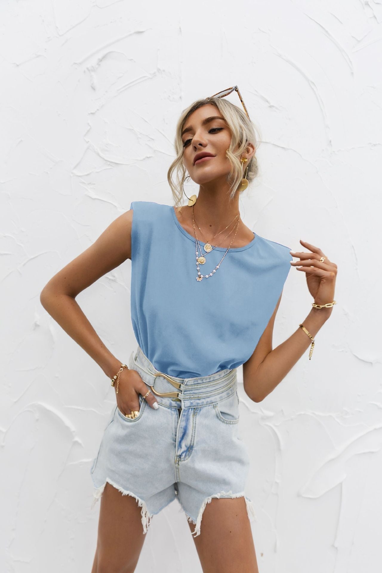 Women’s Short Sleeve Top – Relaxed Fit – Extended Shoulders – Lightweight Cotton Blend