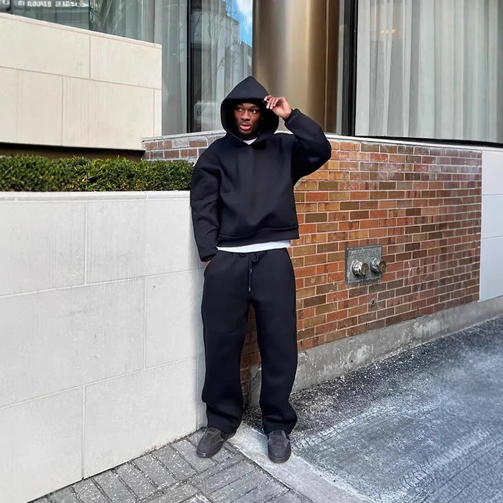 Unisex Cotton Blend Tracksuit Set With Hoodie And Pockets Oversized Fit Nordic Flair By TrendAura